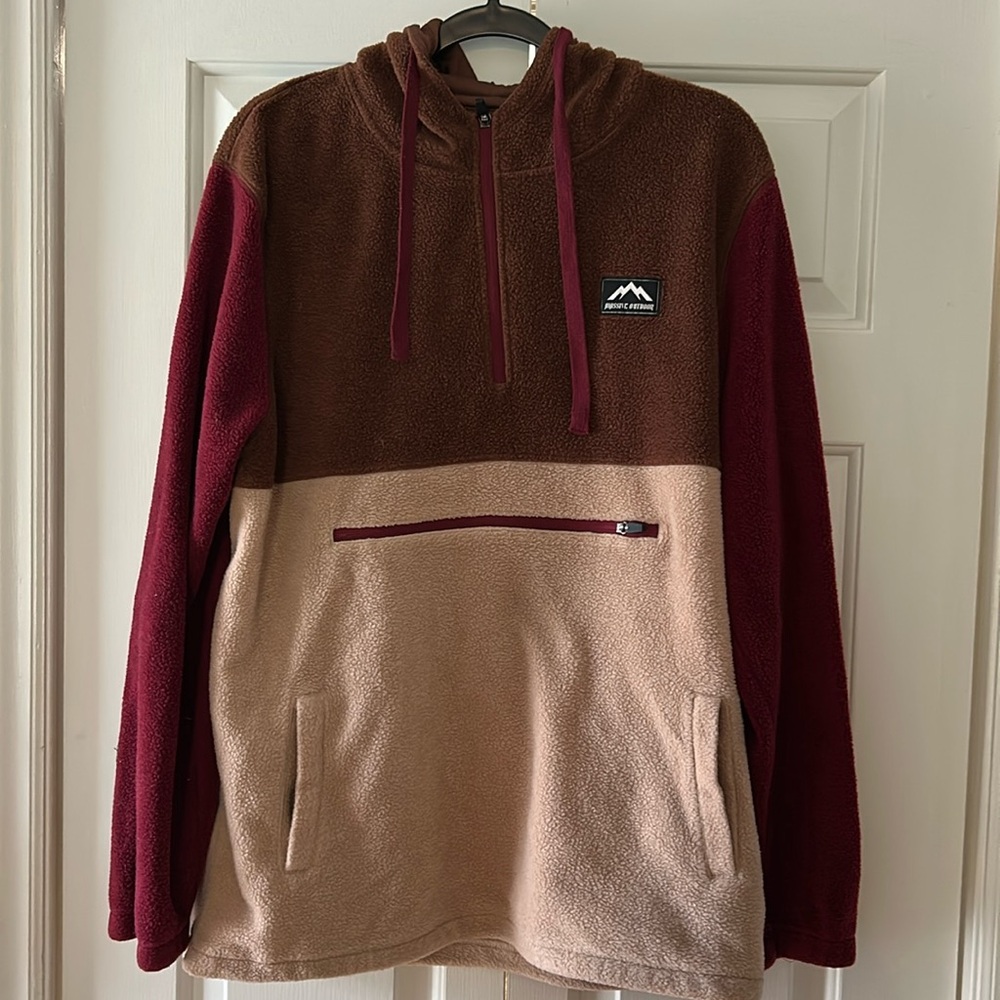 Men's Brown and Tan Half-Zip Sweater